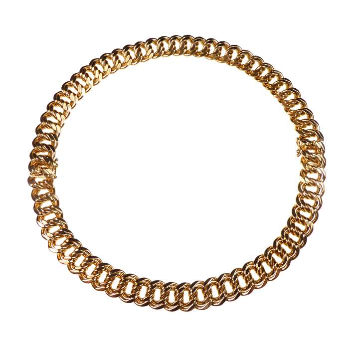 18ct yellow gold double curblink collar necklace